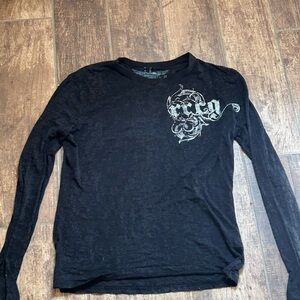 Rock & Roll Cowgirl Black Graphic Long Sleeve Tee